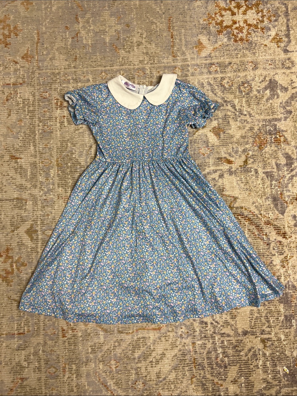 Blue Floral Peter Pan Collar Kids Dress